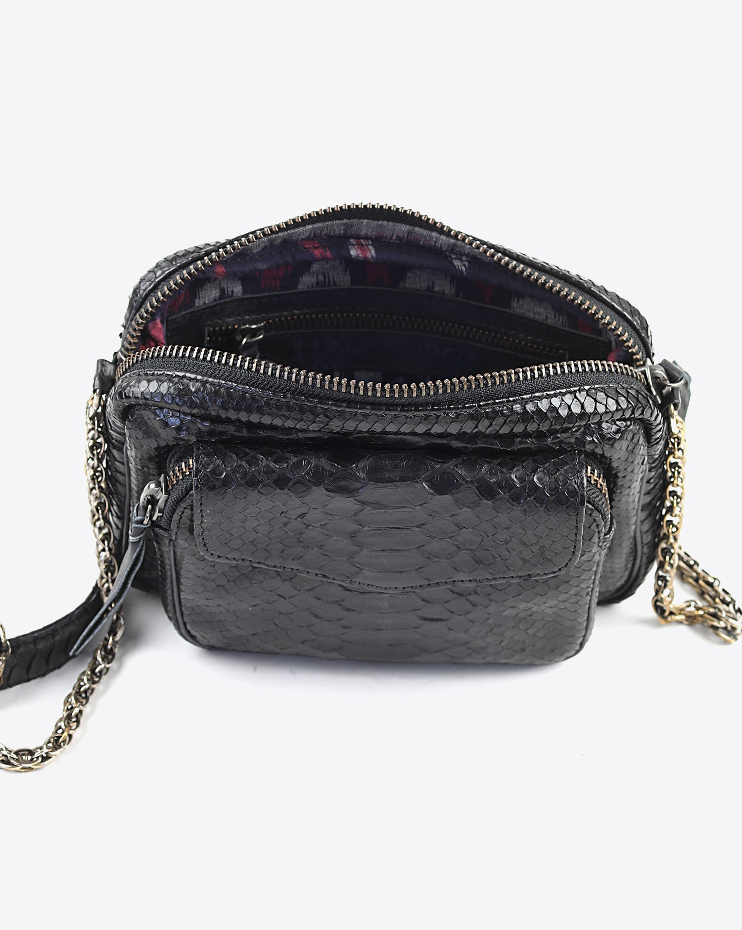 Image du produit Claris Virot Sac Python Big Charly Noir Chaine Argent   - 3