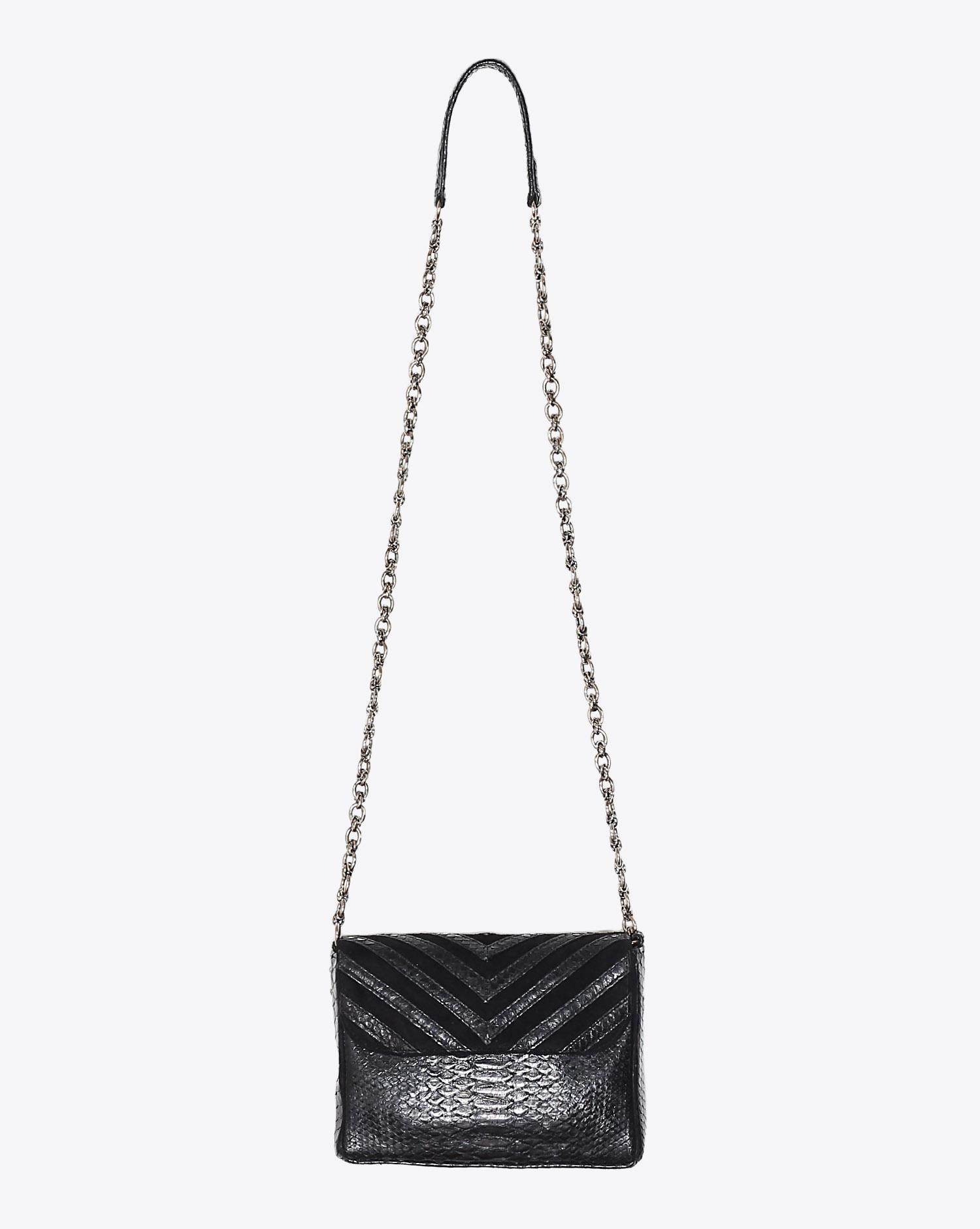 Claris Virot Sac Python Charlotte "V Design" Noir   