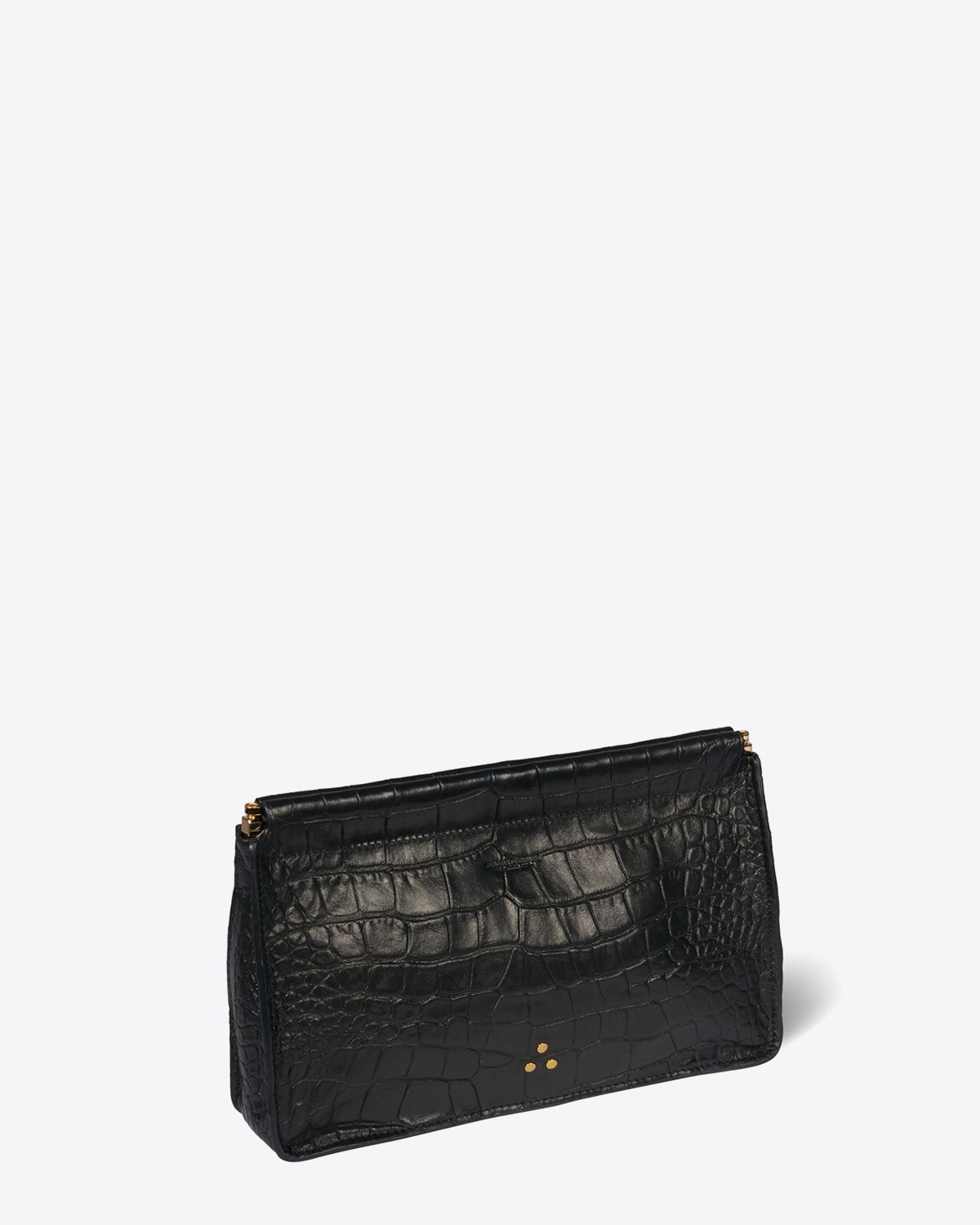 Pochette Clic clac large vachette Croco noir Jérôme Dreyfuss.