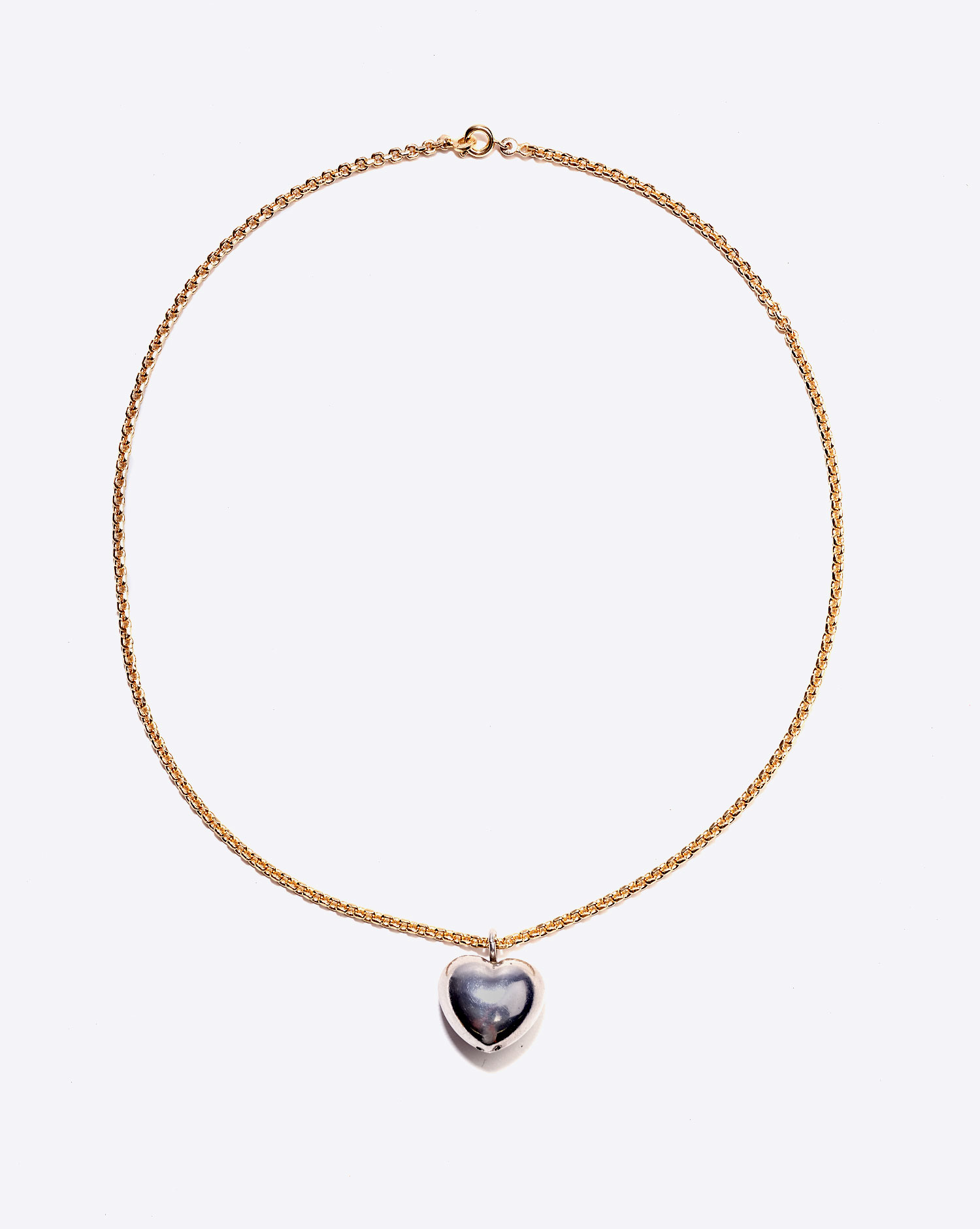 Anicet Collier Coeur Argent et chaine Plaqué Or. 