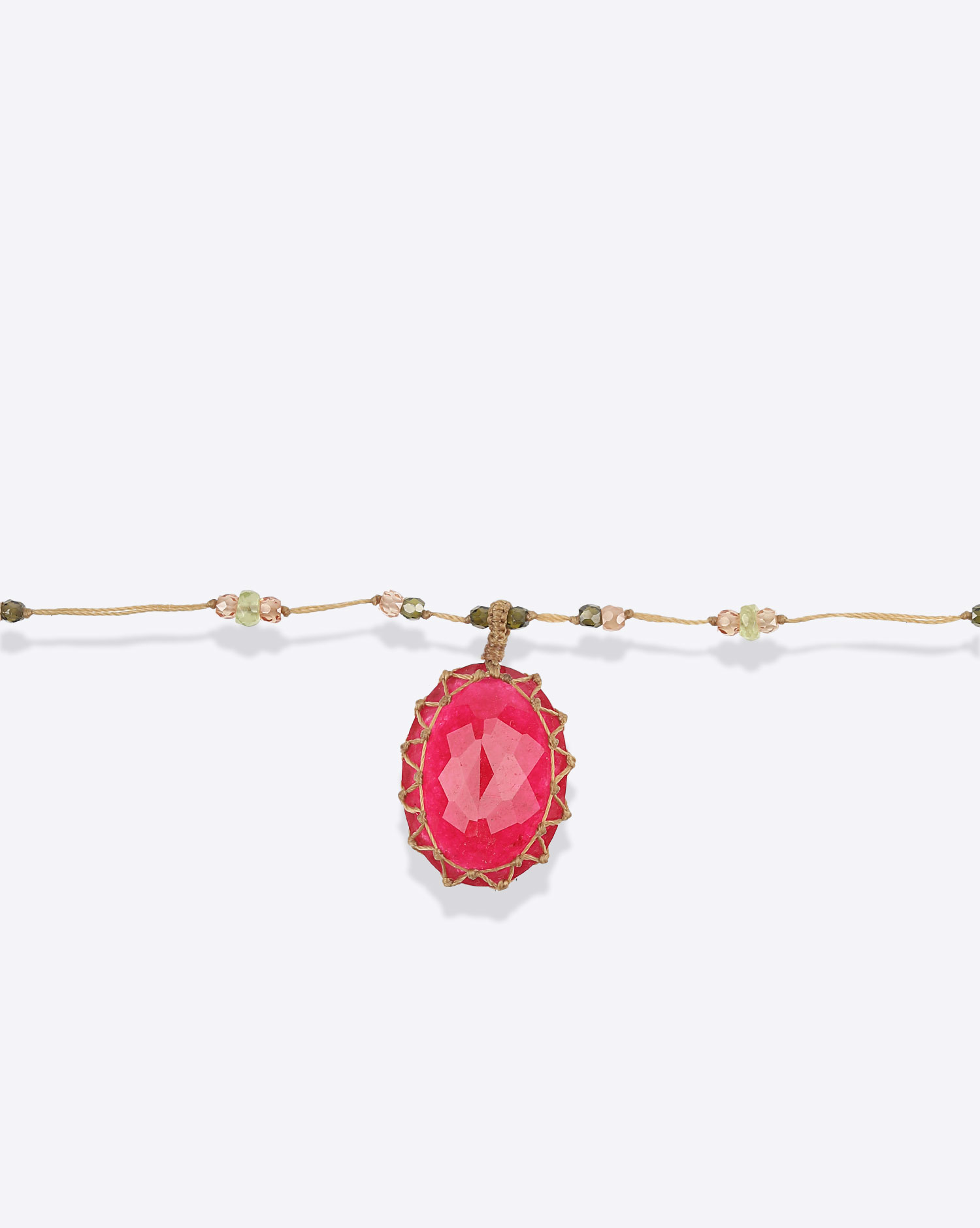 Collier Court Tibétain V  Rubelite Pink Sharing 