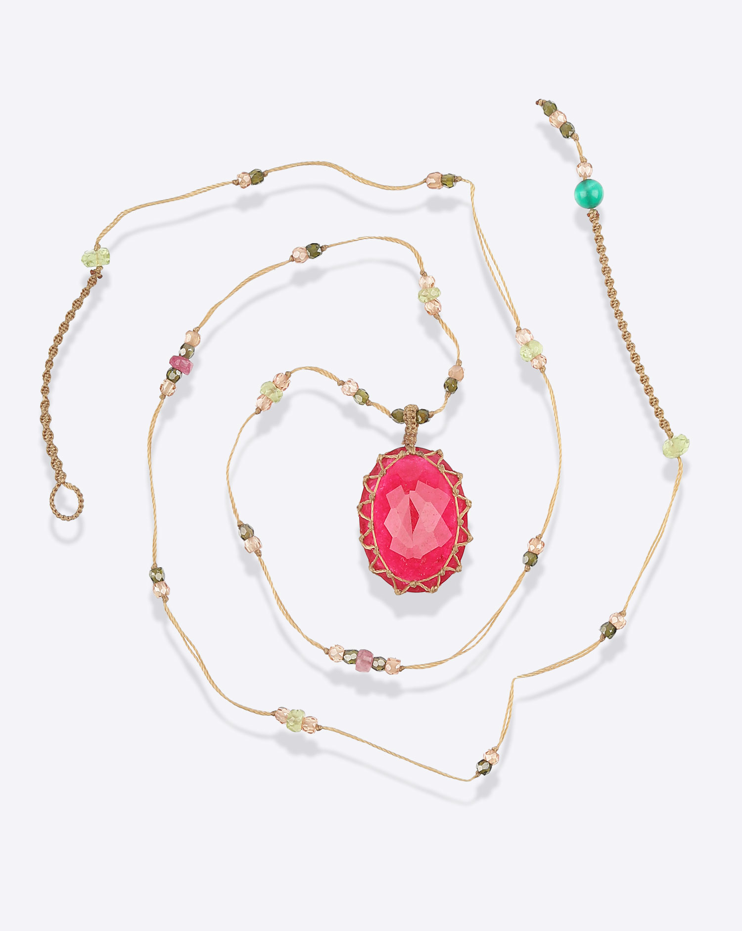 Sharing Collier Court Tibétain V  Rubelite Pink
