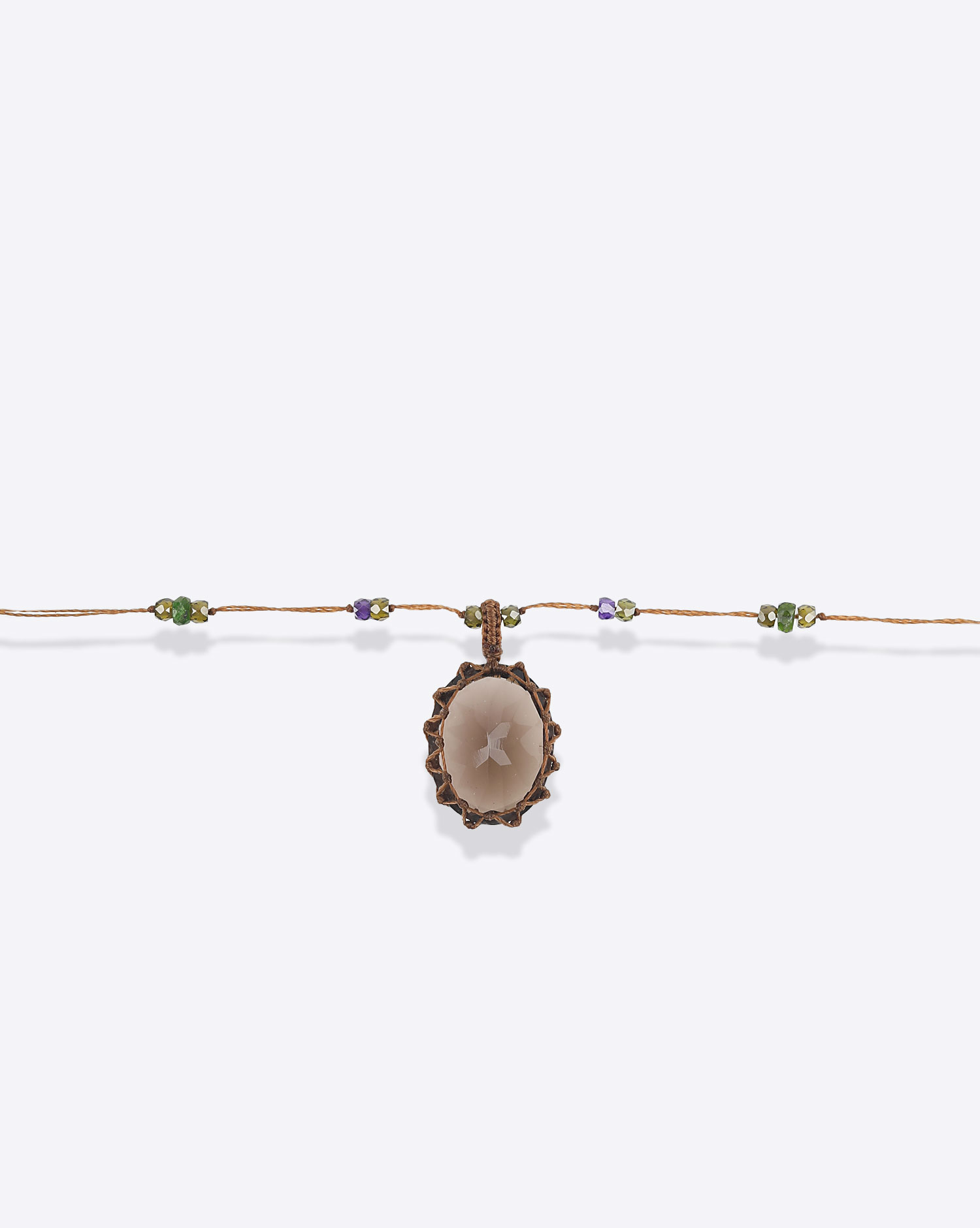 Sharing Collier Court Tibétain V  Smoky Quartz Foncé
