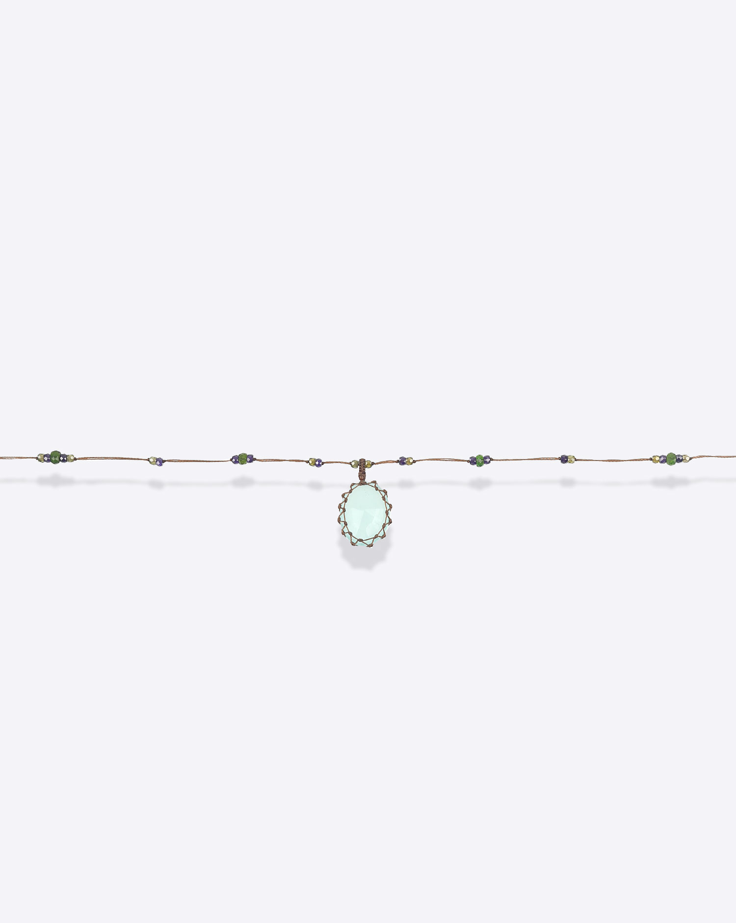   Sharing  Collier Court Tibétain V Calcédoine Blue
