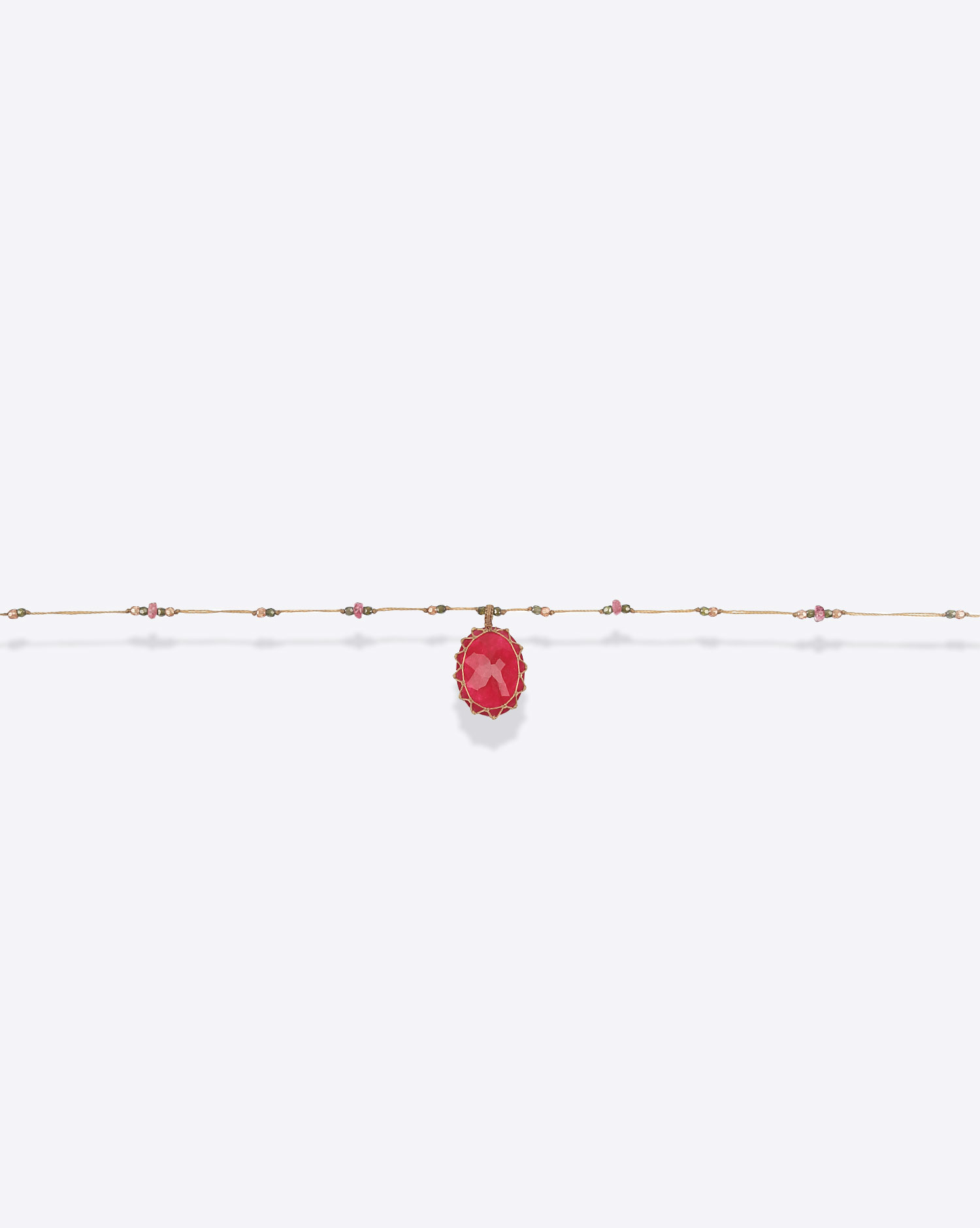 Collier Court Tibétain V Rubellite Red  Sharing