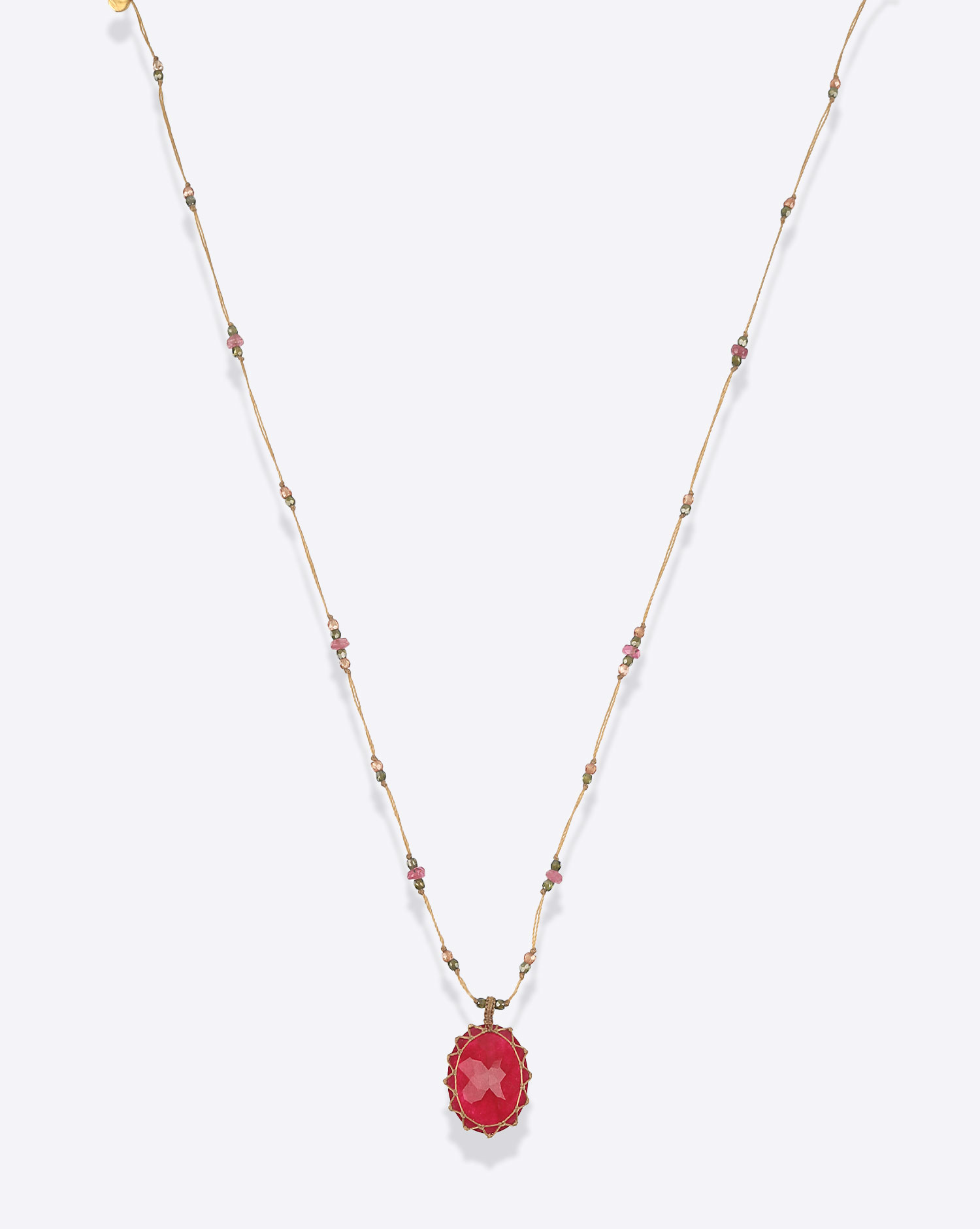 Sharing Collier Court Tibétain V Rubellite Red
