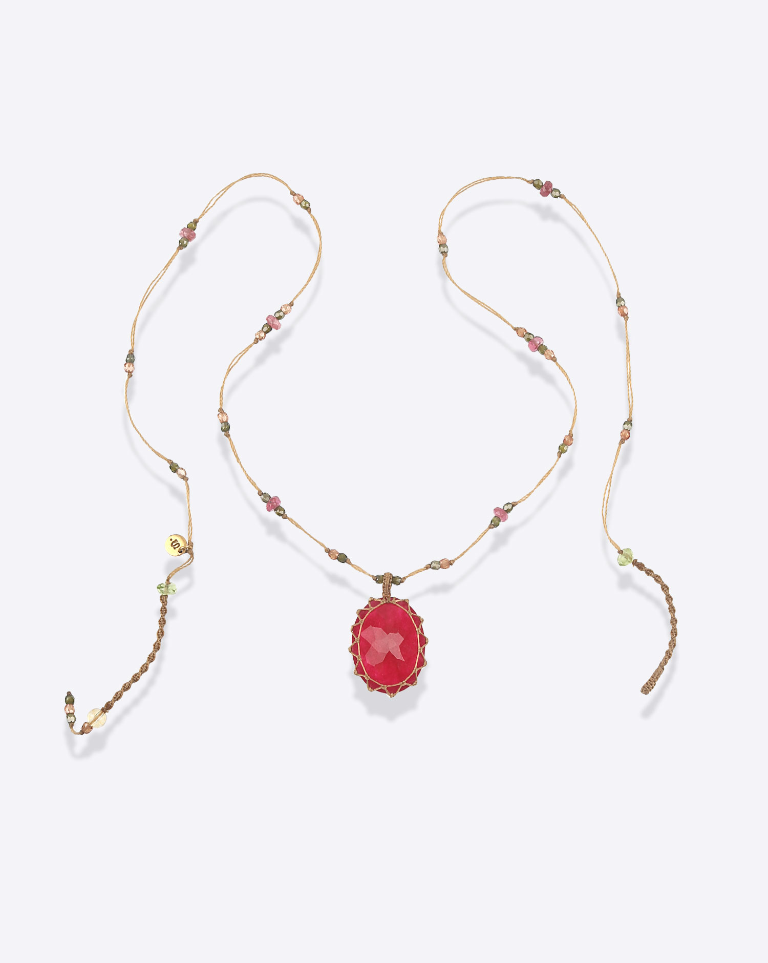Collier Sharing Court Tibétain V Rubellite Red