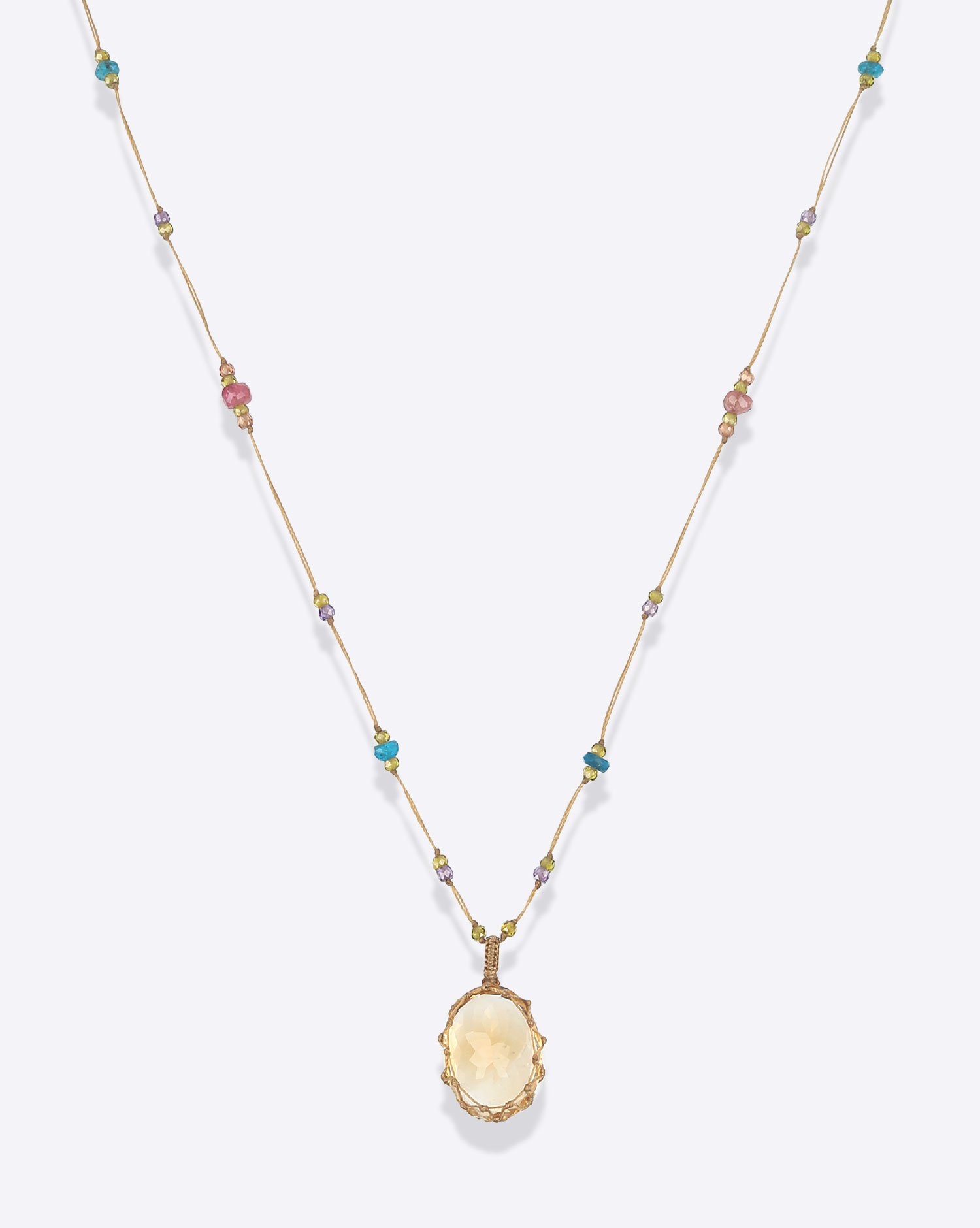 Collier Court Tibétain VVV Citrine Sharing 

