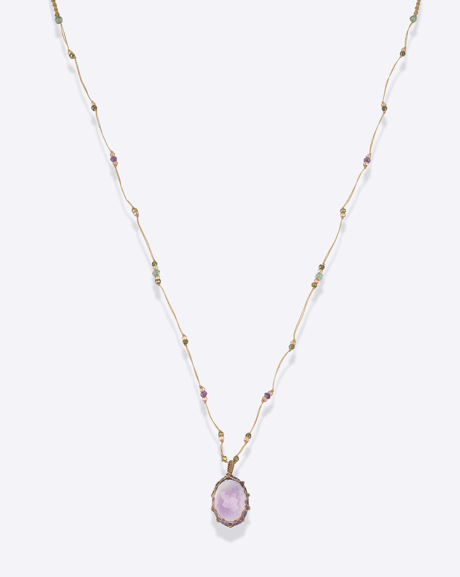 Collier Court Tibétain VVVV Amethy ste Dark Purple Sharing 