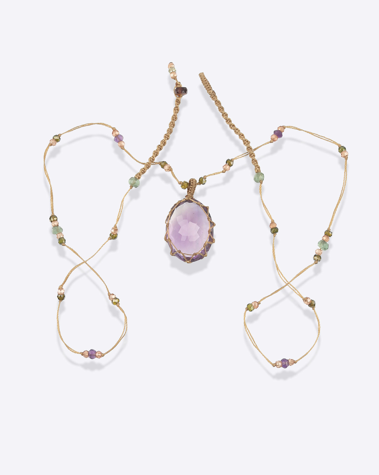 Collier Sharing Court Tibétain VVVV Amethy ste Dark Purple