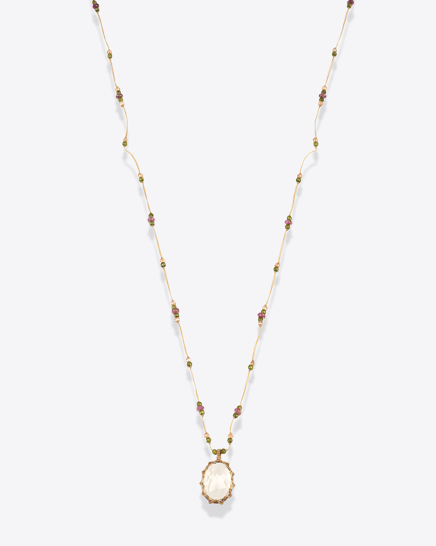 Produit Collier Court Tibétain V Sharing Smoky Quartz