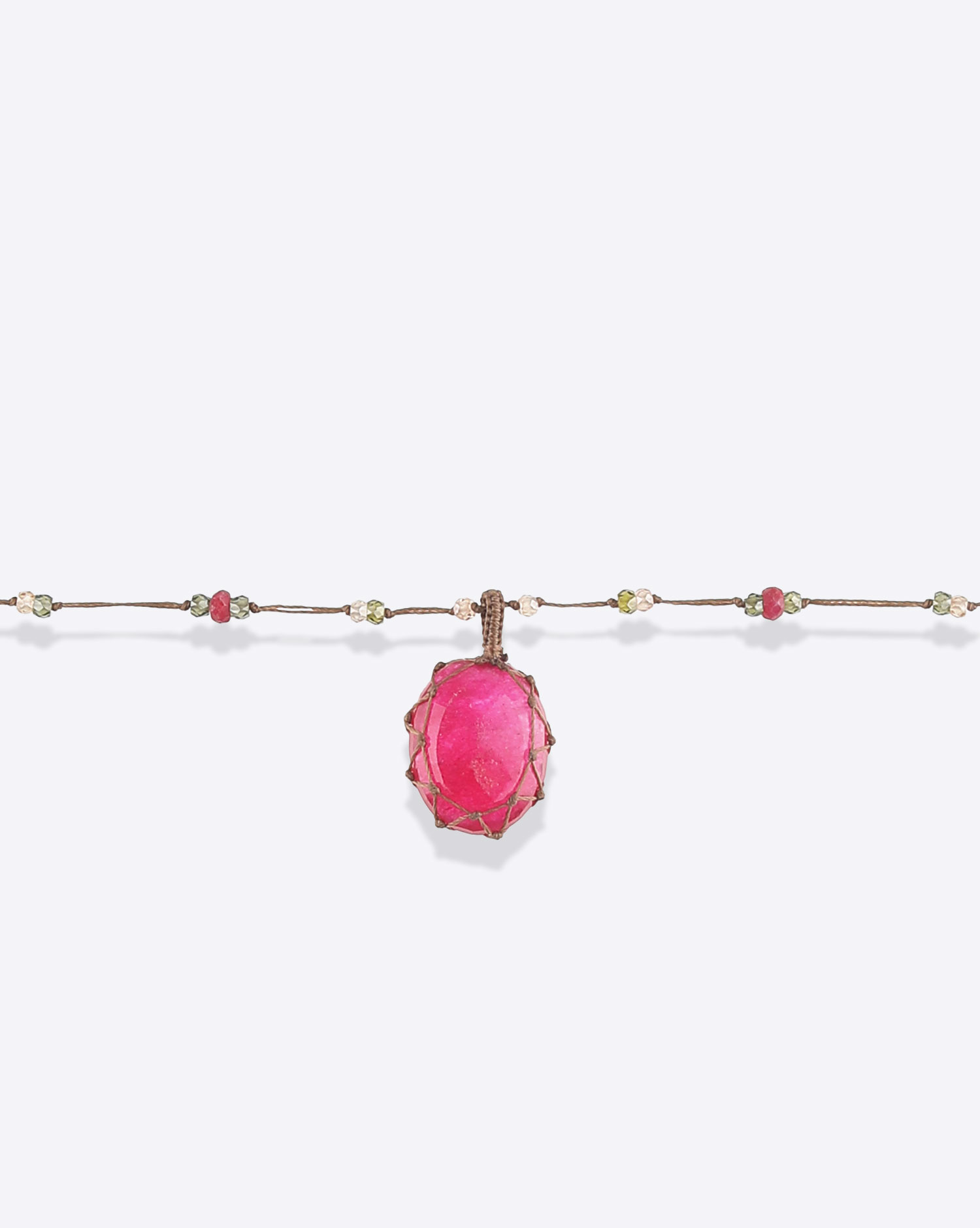 Collier Long Sharing Tibétain V Rubellite rose