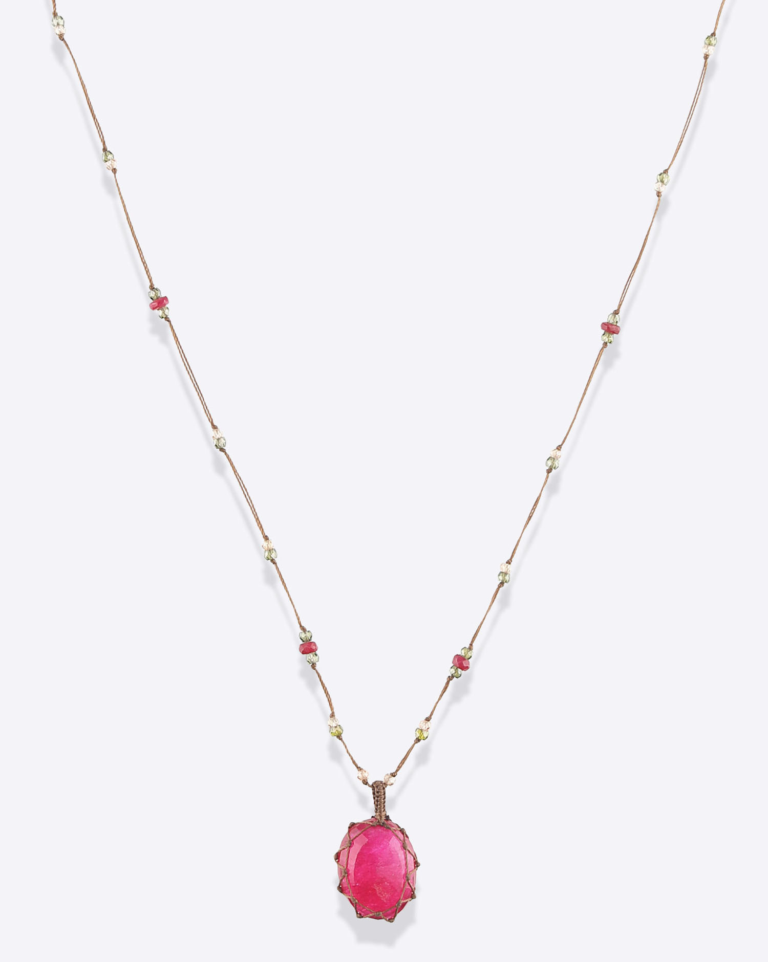 Collier Long Tibétain V Rubellite rose sharing