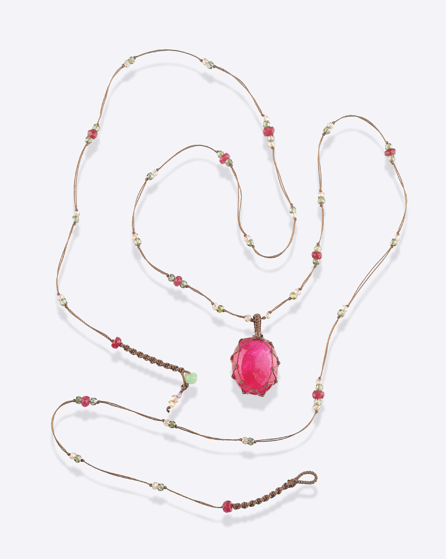 Sharing Collier Long Tibétain V Rubellite rose