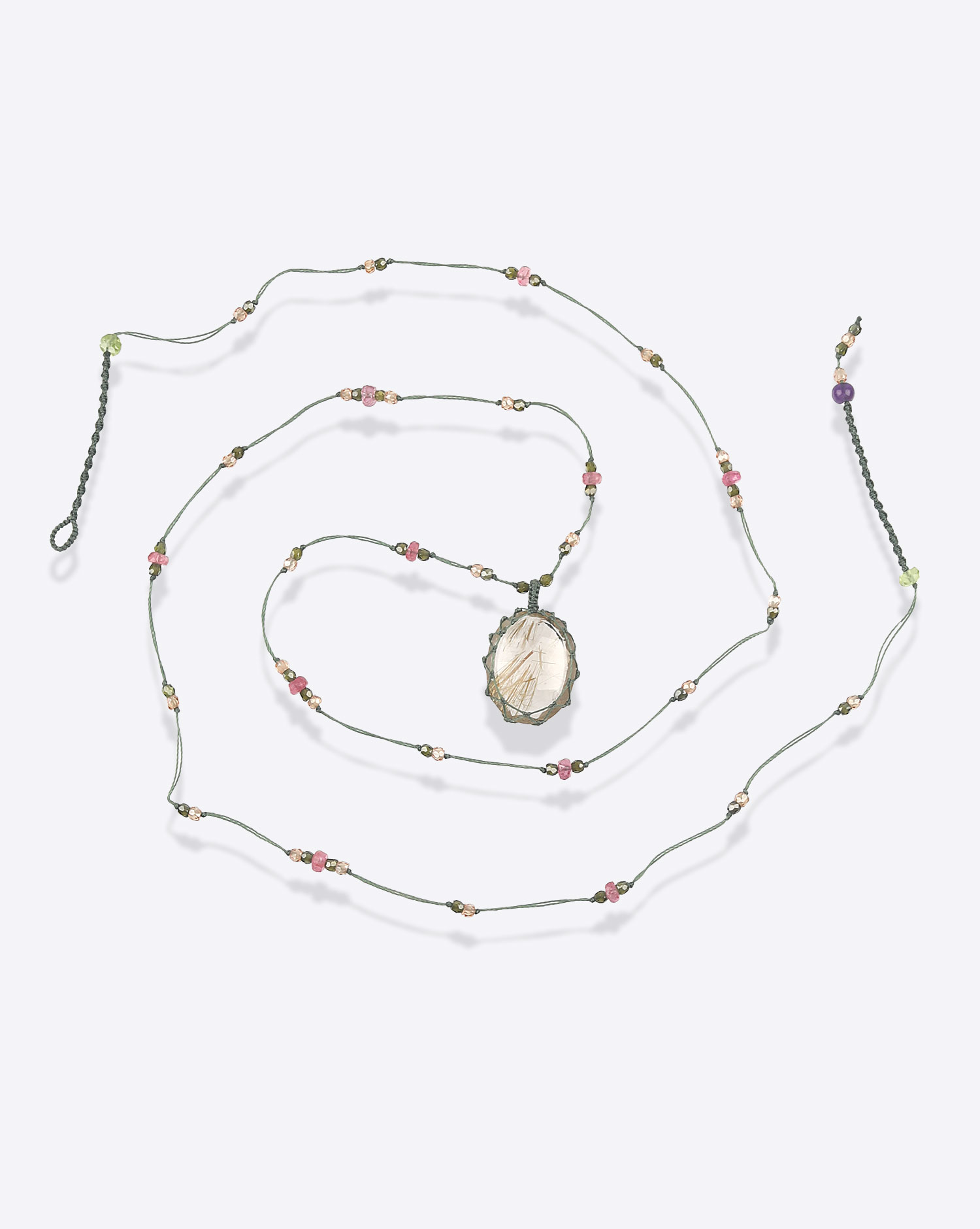 Collier Sharing Long Tibétain VV  Rutile Gold
