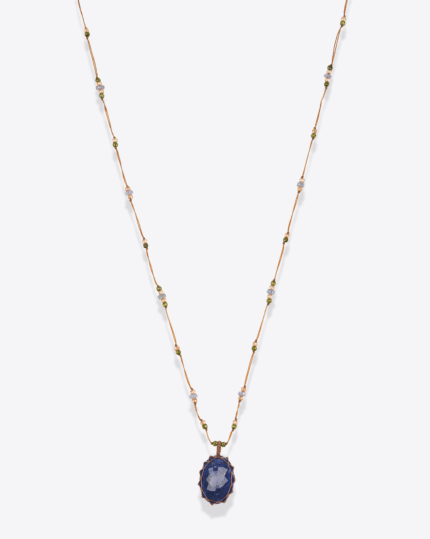 Produit Collier Long Tibétain VV Sharing avec pierre Lapis