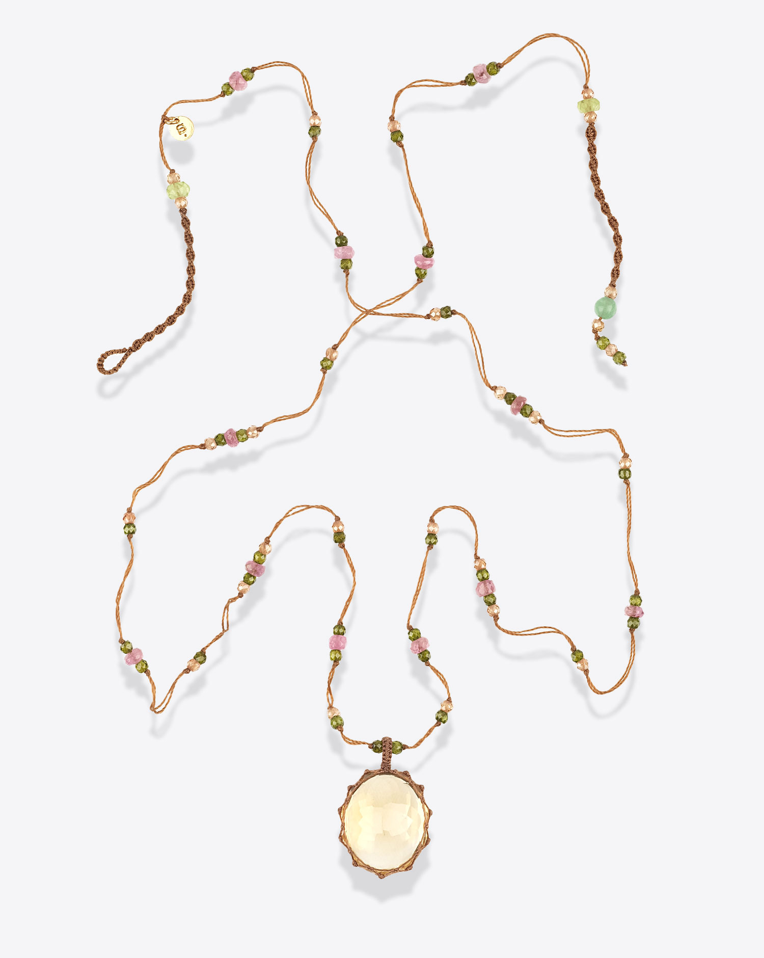 Collier Long Tibétain Sharing avec pierre Citrine