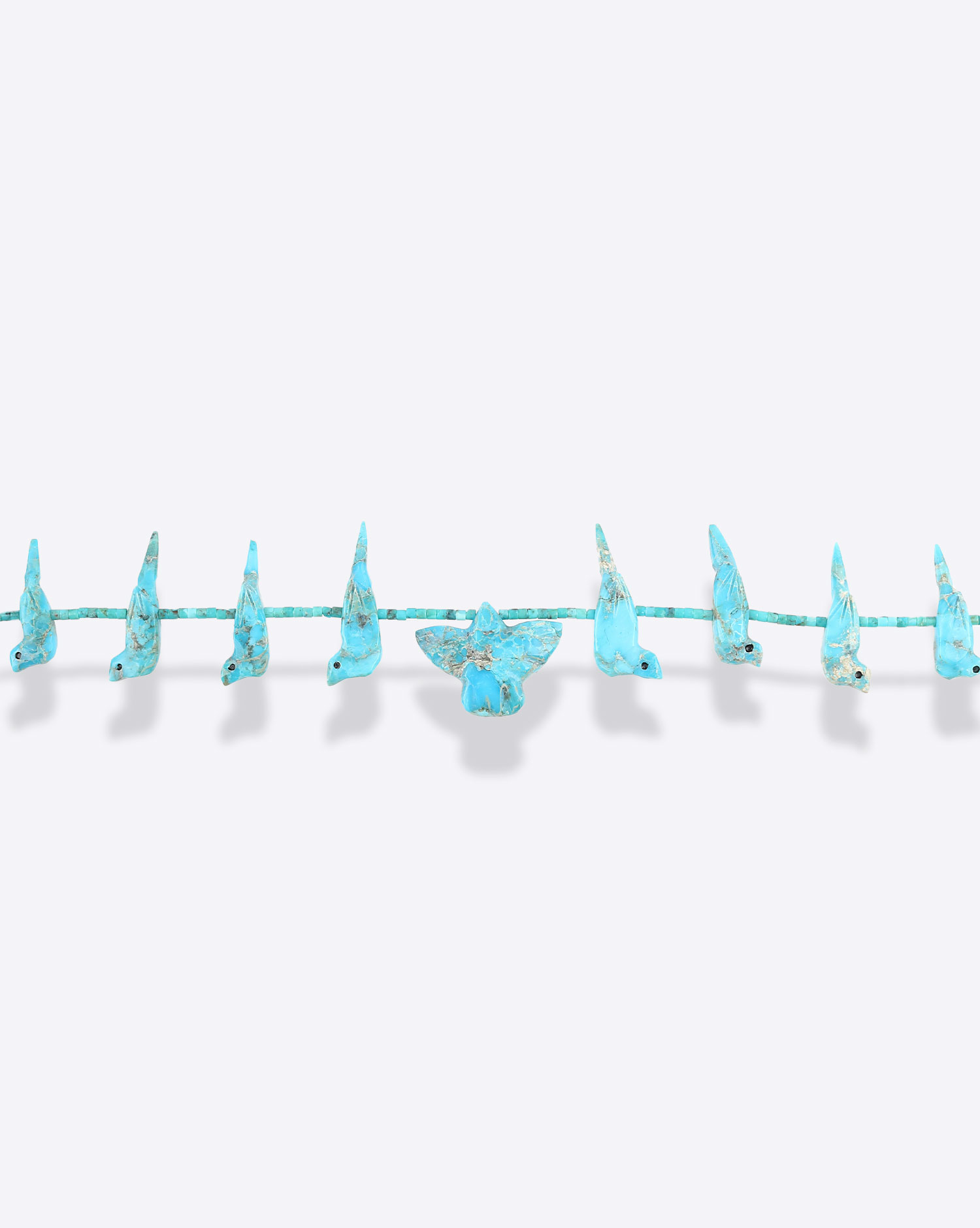 Collier  Oiseaux Fétiches 9 Court  Turquoise