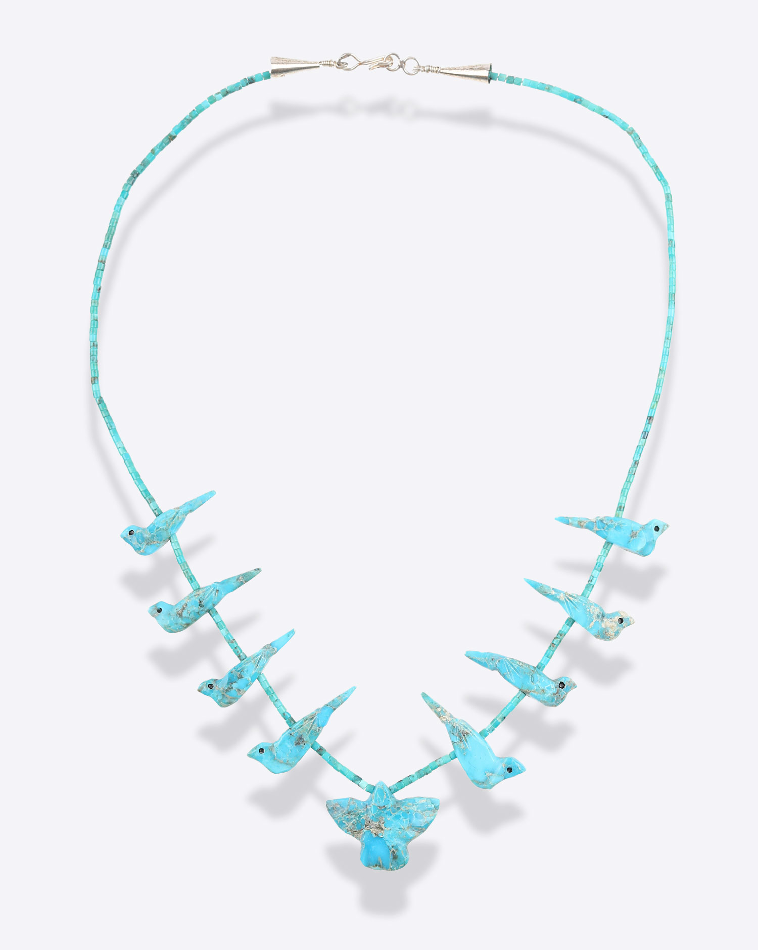 Collier Harpo Oiseaux Fétiches 9 Court  Turquoise