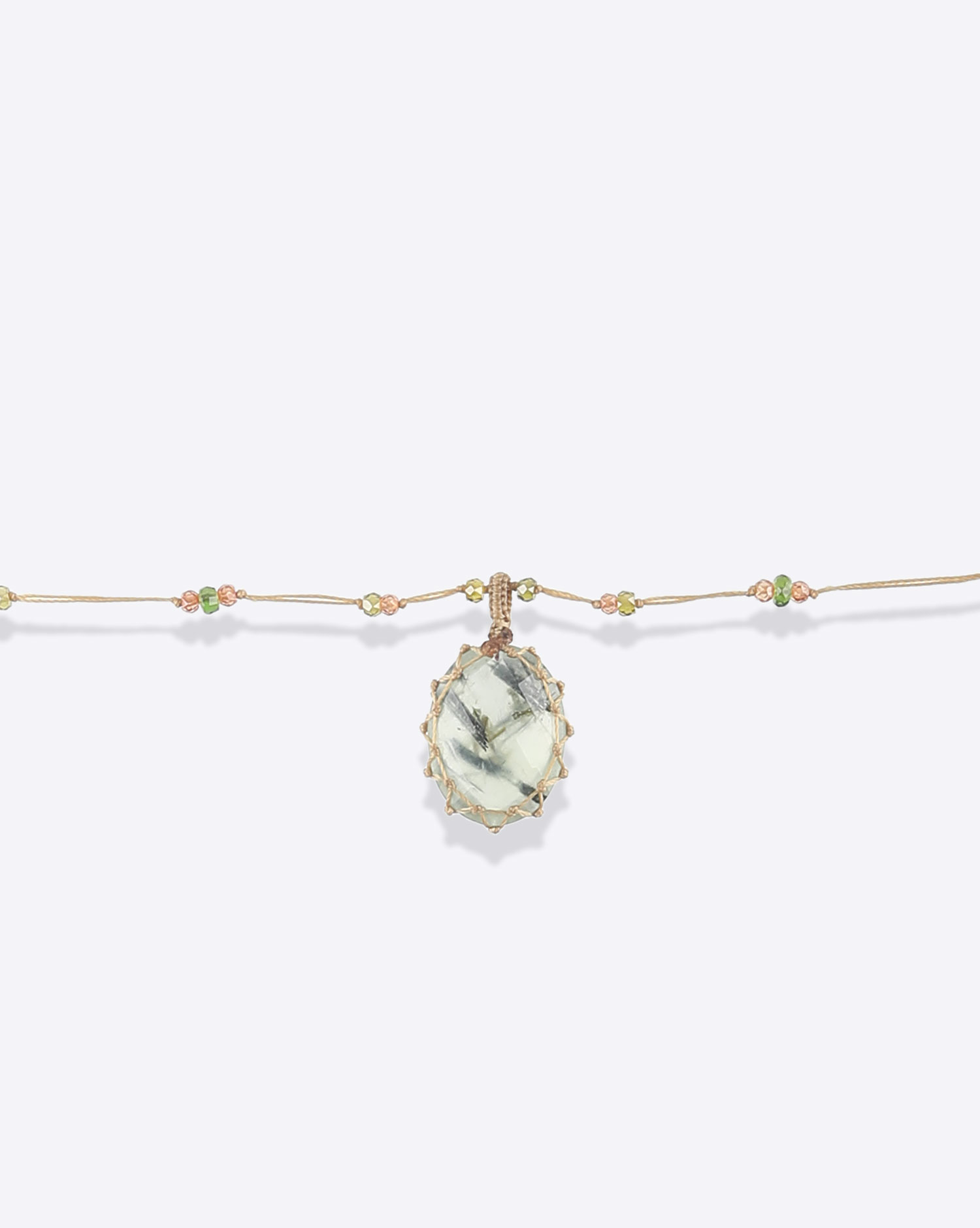 Collier  Sharing  Court Tibétain VV  Prehnite