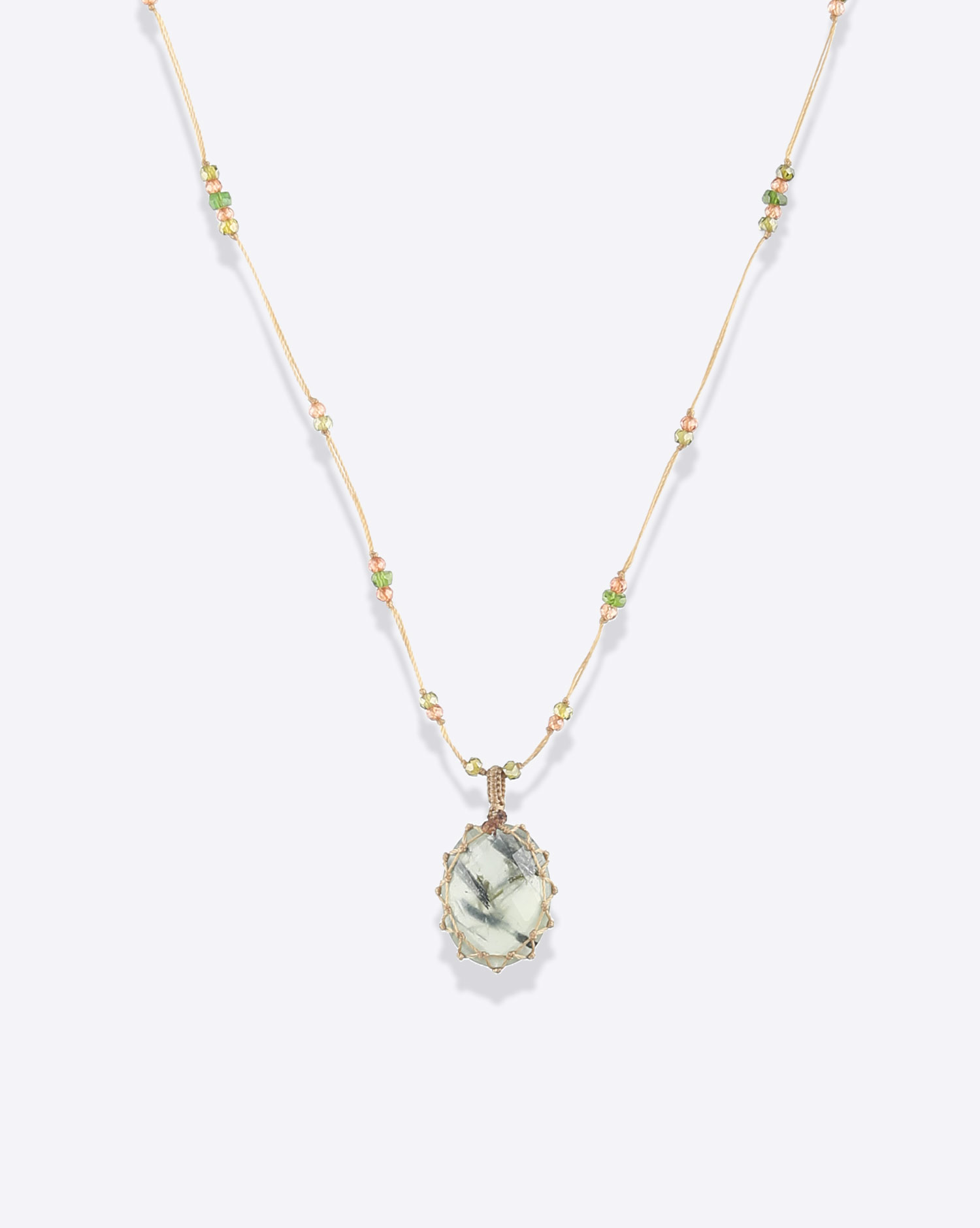 Collier Court Tibétain VV  Prehnite Sharing 