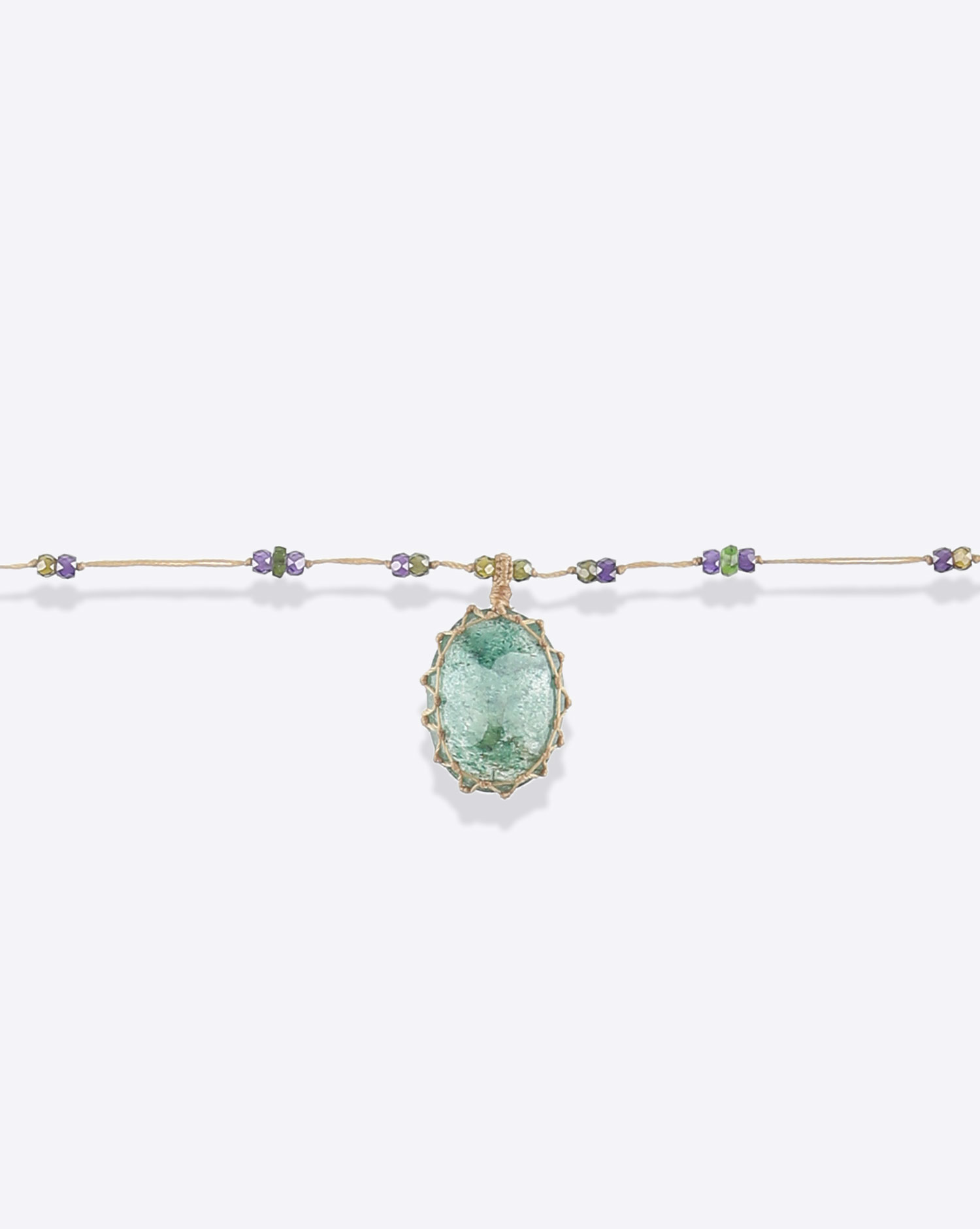 Collier Sharing Court Tibétain VV  Strawberry Green  