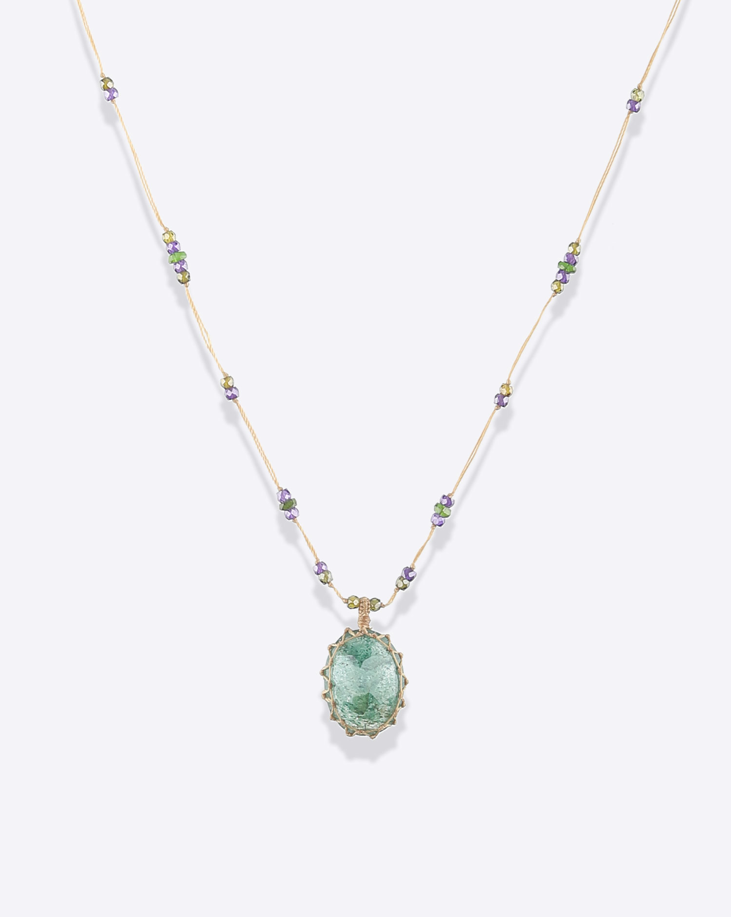 Collier Court Tibétain VV  Strawberry Green Sharing 