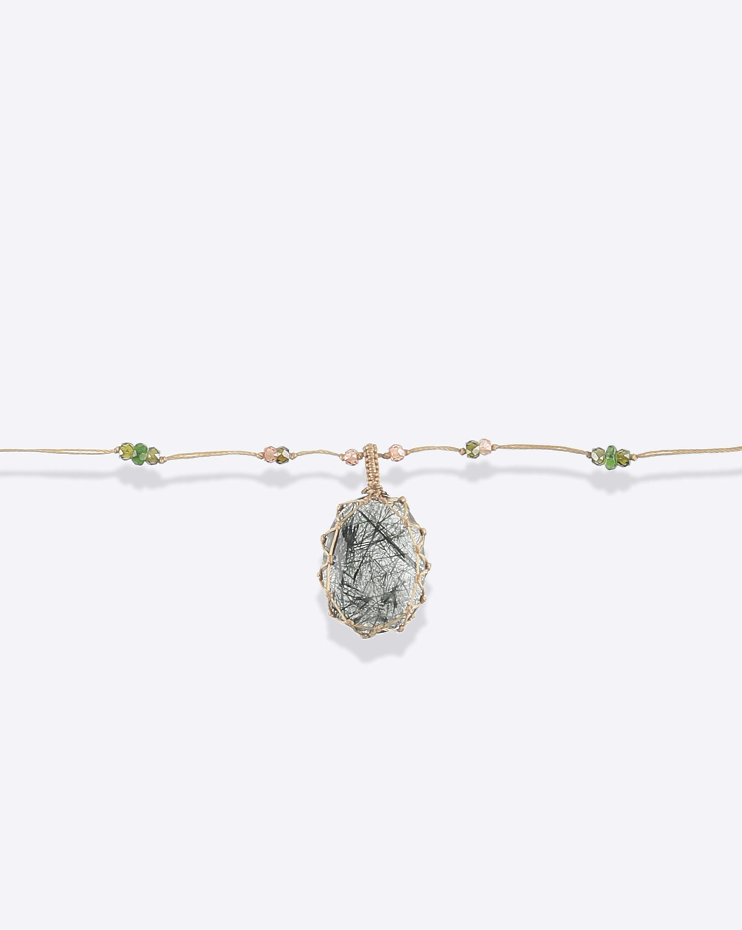  Sharing  Collier Court Tibétain VVV  Rutile Quartz noir
