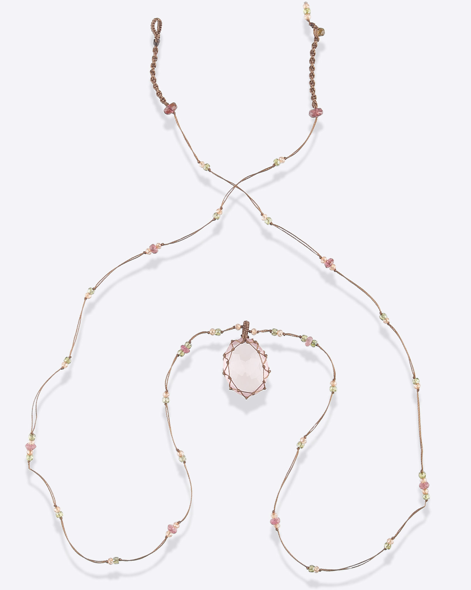 Collier Long Tibétain Pink Quartz Sharing 