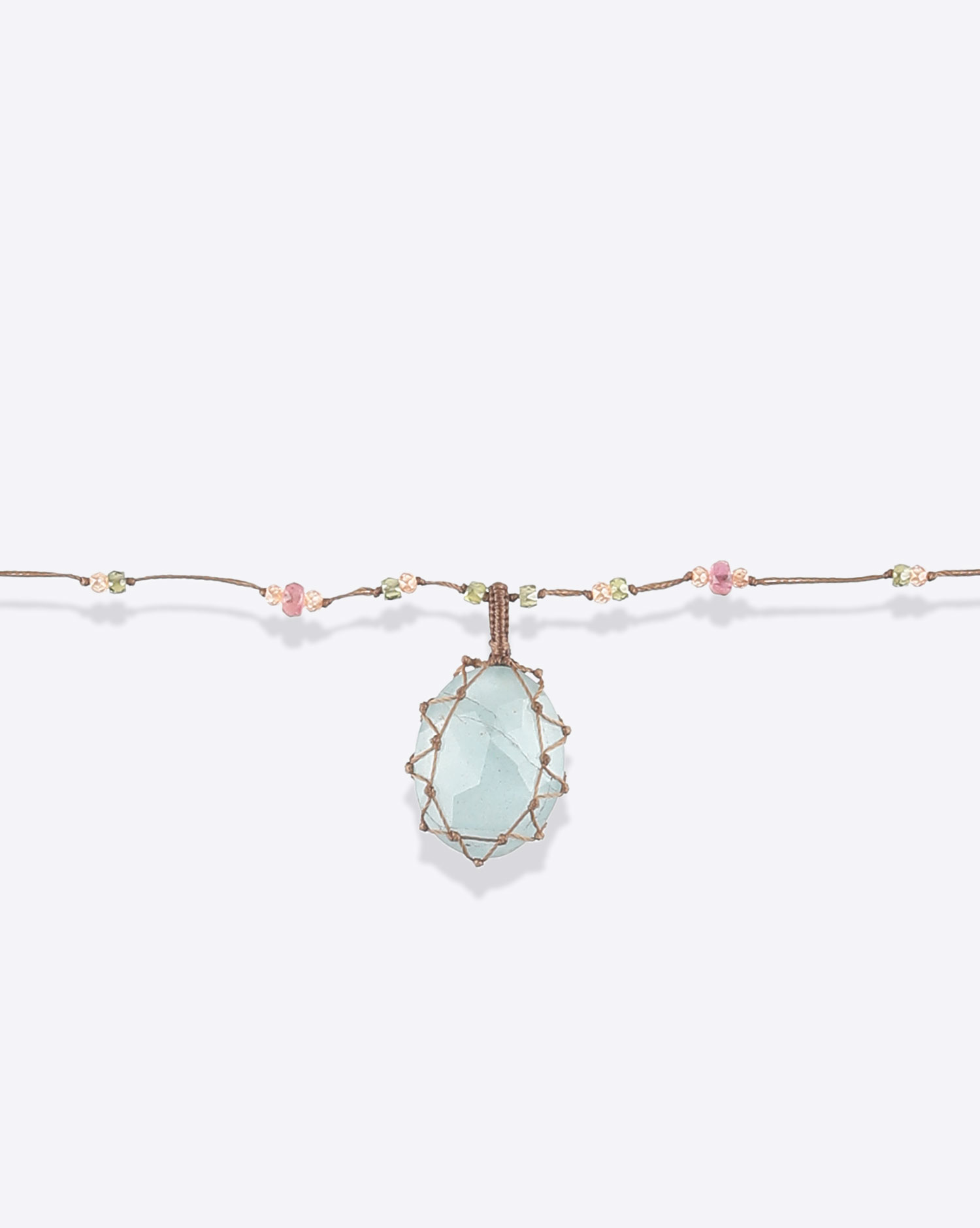 Collier long tib&eacute;tain Aquamarine Sharing. 