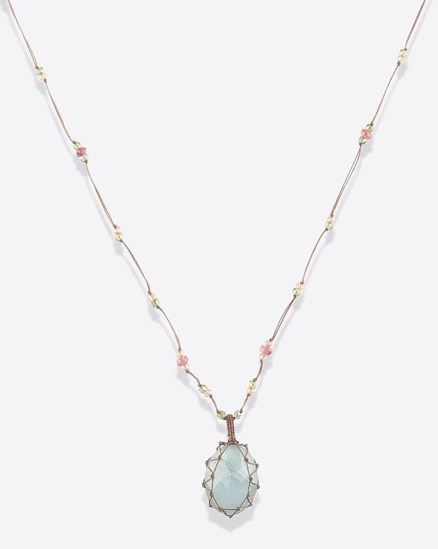 Collier long tib&eacute;tain Aquamarine Sharing. Bijou pi&egrave;ce unique. 