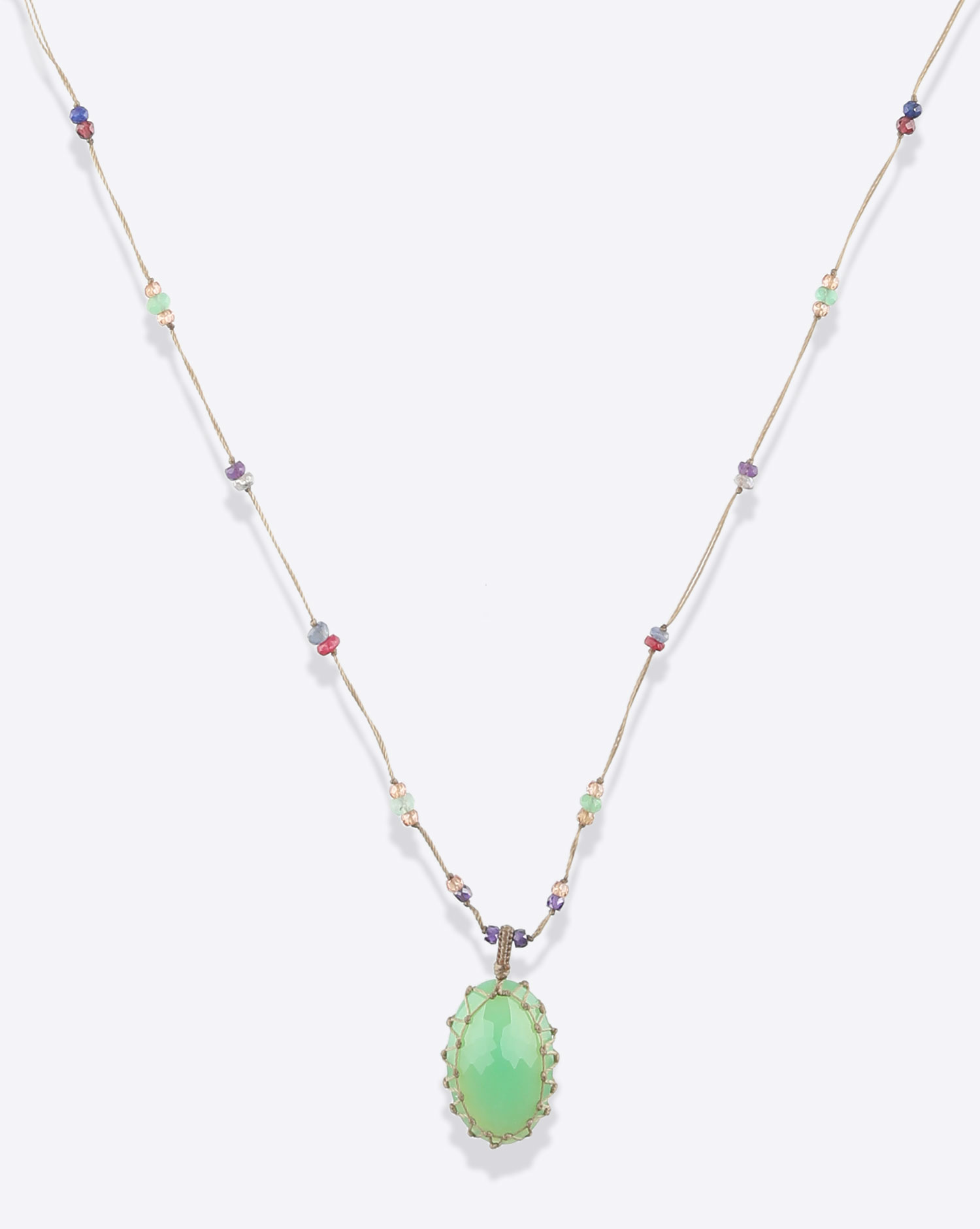 Collier long Tibétain Chrysoprase Sharing bijoux.