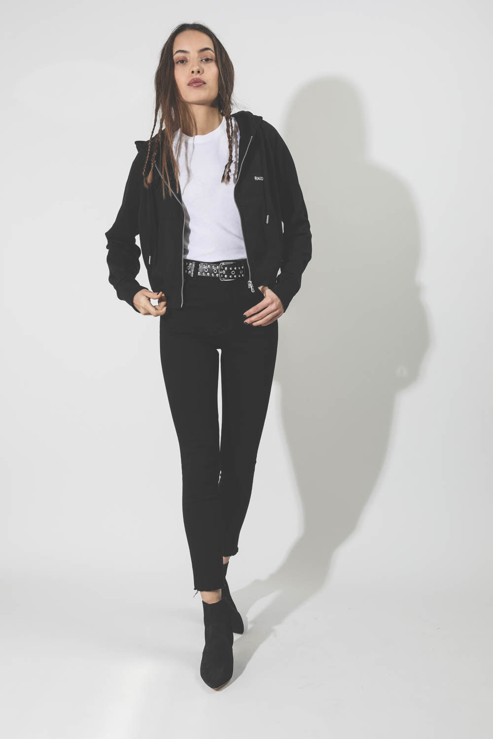 Veste Femme Cropped Hoodie Noire Ragdoll LA. 