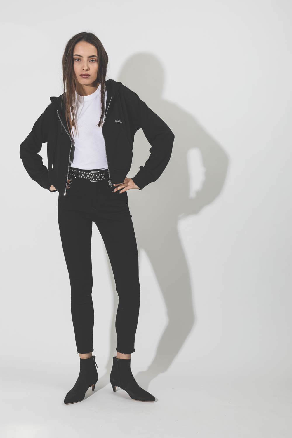 Veste Femme Cropped Hoodie Noire Ragdoll LA. 