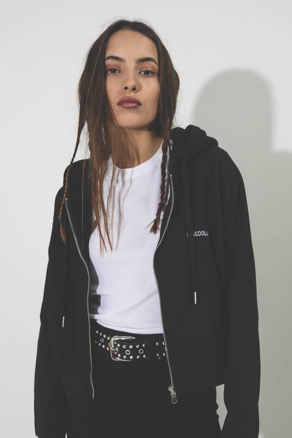 Veste Femme Cropped Hoodie Noire Ragdoll LA. 