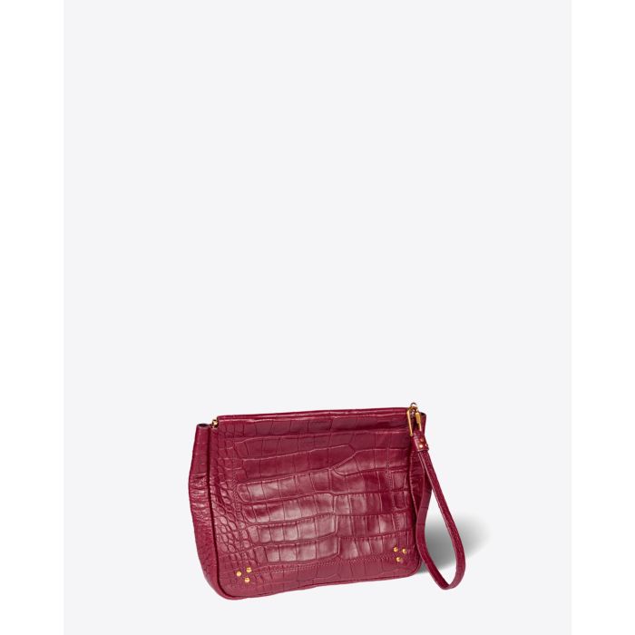 Jérôme Dreyfuss Accessoires Collection Clic Clac L Soft Lambskin Croco Bordeaux  
