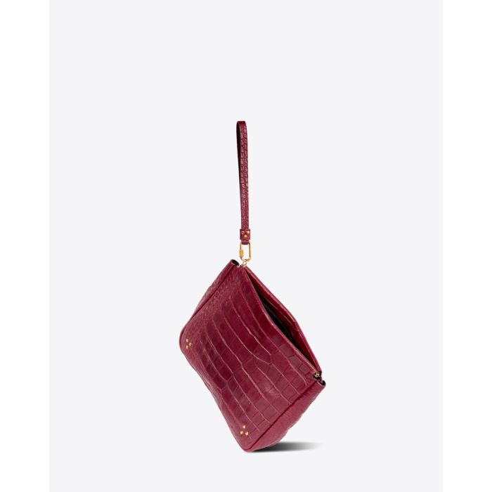 Jérôme Dreyfuss Accessoires Collection Clic Clac L Soft Lambskin Croco Bordeaux  