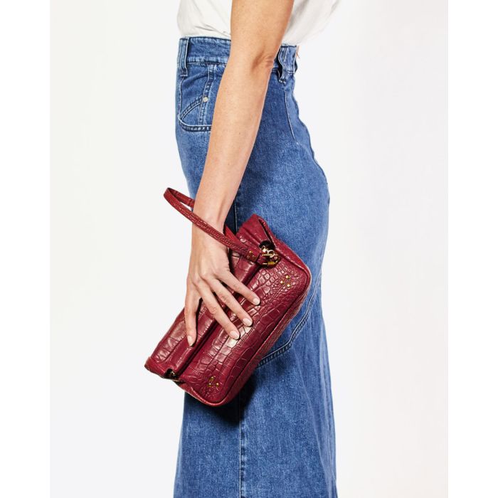 Jérôme Dreyfuss Accessoires Collection Clic Clac L Soft Lambskin Croco Bordeaux  