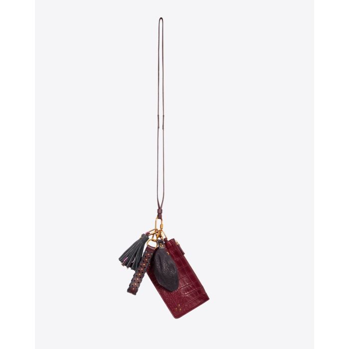 Jérôme Dreyfuss Accessoires Collection Jitoumi Lambskin Croco Bordeaux  
