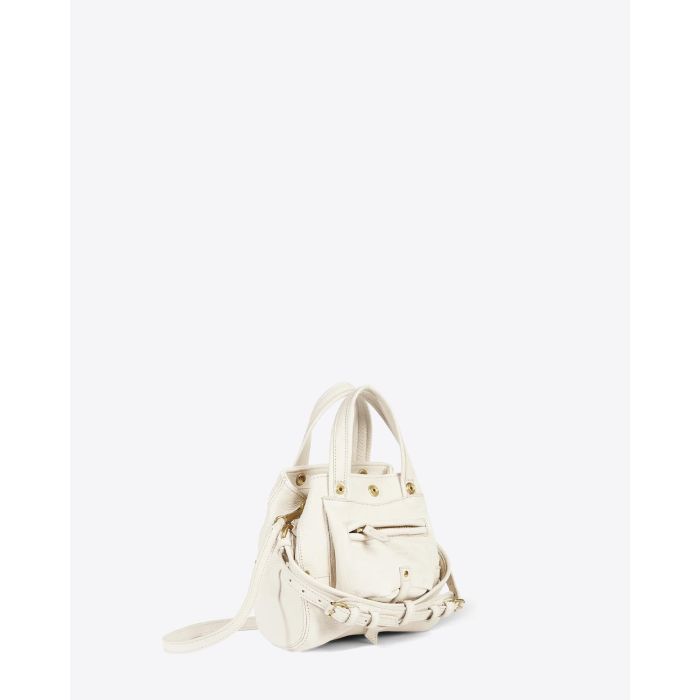 Sac Billy Nano chèvre grainé crème Jérôme Dreyfuss. Profil. 