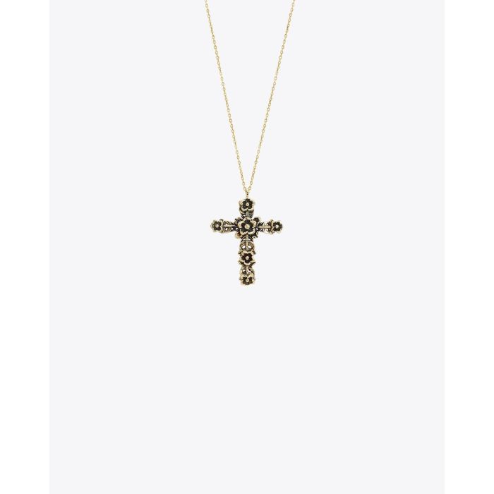 Feidt Collier Croix Fleurie Grand Modèle  - Or Jaune 9K
