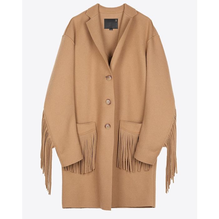 R13 Fringe Raw Cut Coat - Camel