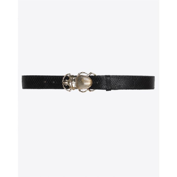 Claris Virot Ceinture Python Beetle - Noire Boucle Or  