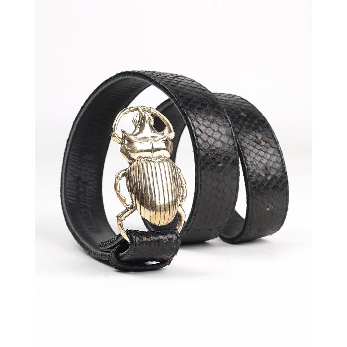 Claris Virot Ceinture Python Beetle - Noire Boucle Or  