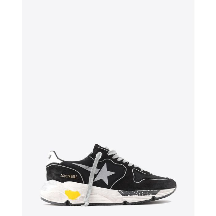 Golden Goose Men Permanent Sneakers Running Sole Black Lycra Silver Star 90178. Profil.   