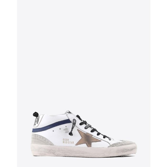Golden Goose Men Sneakers Mid Star - White Blue Leather - Incense Star  