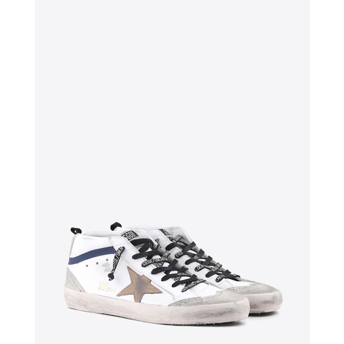 Golden Goose Men Sneakers Mid Star - White Blue Leather - Incense Star  