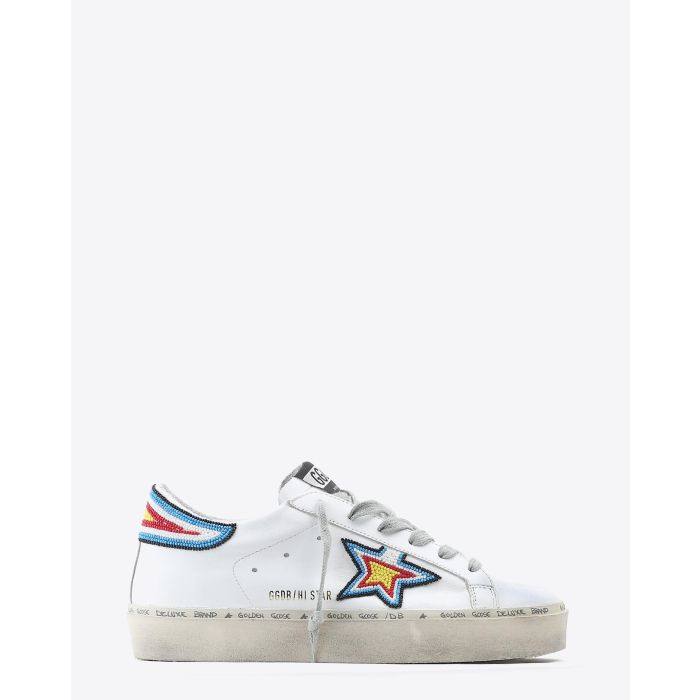 Golden Goose Woman Pré-Collection Sneakers Hi Star - White Leather - Multicolor Studs  