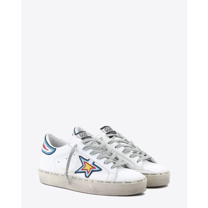 Golden Goose Woman Pré-Collection Sneakers Hi Star - White Leather - Multicolor Studs  