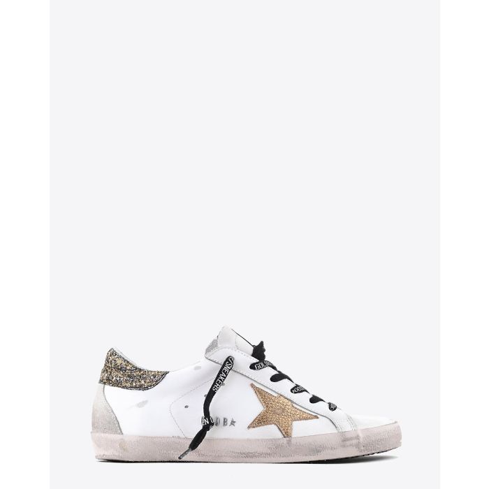 Golden Goose Woman Pré-Collection Sneakers Superstar - White Leather - Cocco Glitter Gold - Gold Star   